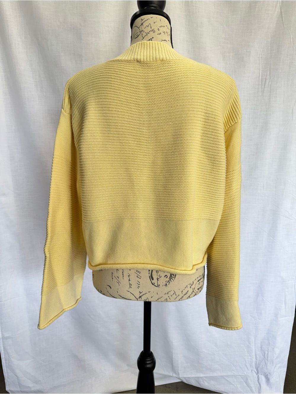 Princess Polly Butter Yellow Cotton Fall Flare Sleeve Cropped Sweater L/XL - Picture 3 of 10